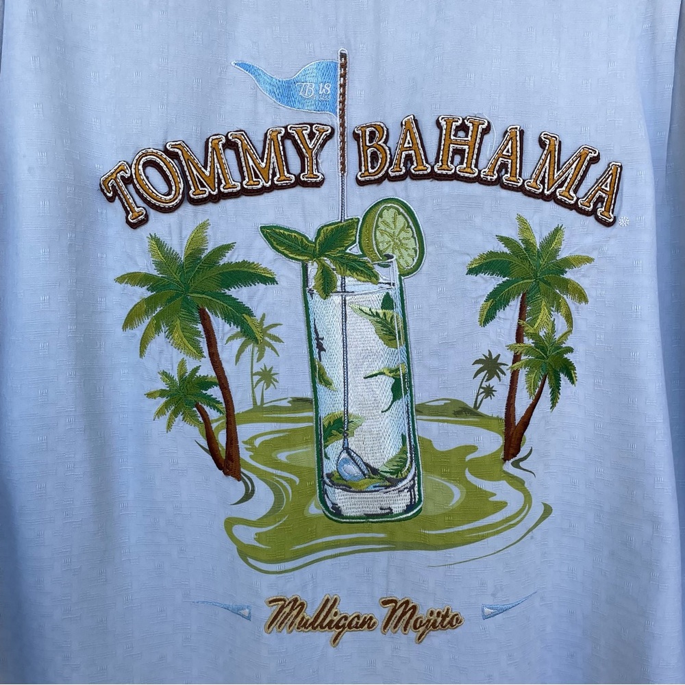 Tommy Bahama “MULLIGAN MOJITO” Embroidered Hawaiian Silk Shirt L